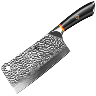 德国狂鲨进口大马士革钢斩骨刀家用锻打砍大骨头专用刀剁肉切菜刀