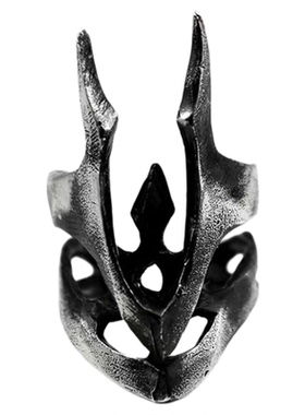 【AGD】龢「纵目」手工设计戒指男女同款盔甲戒暗黑百搭开口镀银