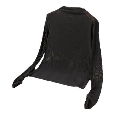 网纱透视半高领打底衫T恤