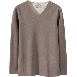 重磅保暖内衣男冬季内穿羊毛桑蚕丝双面绒V领长袖t恤无痕打底秋衣