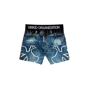 Vinkid(云梯)蓝牛和平鸽印花内裤国潮嘻哈速干透气吸汗平角裤潮