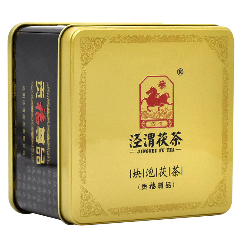 泾渭块泡茯茶 陕西西安特产黑茶贡福尊品 泾阳金花茯砖茶伴手礼