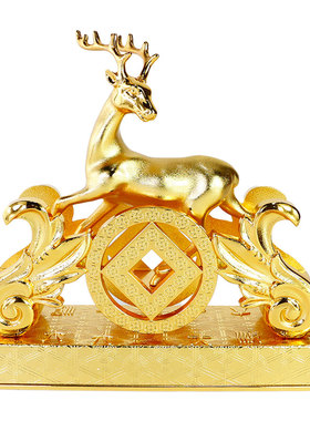 香港正品 李居明2026马年吉祥物工艺品 南方鹿王镇 五黄摆件斑彩