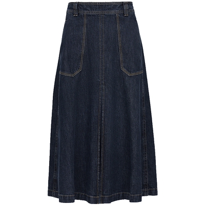 ONLY长款A字前中对褶半身裙