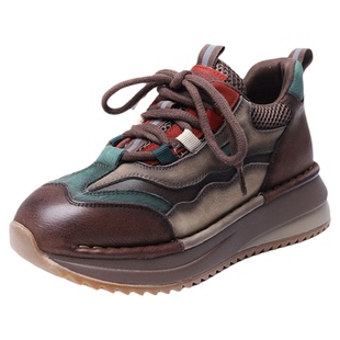 时尚休闲鞋子2026新款今年流行爆款阿甘鞋真皮厚底女鞋加绒老爹鞋