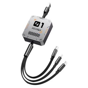 三合一数据线typec100w快充线一拖三车载充电器线适用小米vivo苹果华为多功能安卓手机通用伸缩6a机甲线1.2米