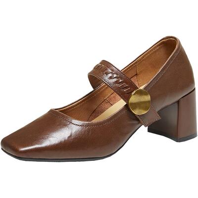 百思图春季新款法式羊皮玛丽珍鞋