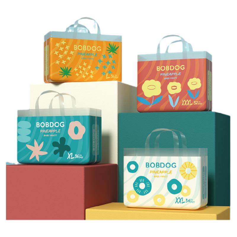 巴布豆纸尿裤全新菠萝拉拉学步裤超薄透气婴儿尿不湿9码可选春夏