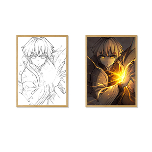 鬼灭之刃我妻善逸周边灯光画手办蓝牙音箱音响盲盒吧唧立牌小夜灯