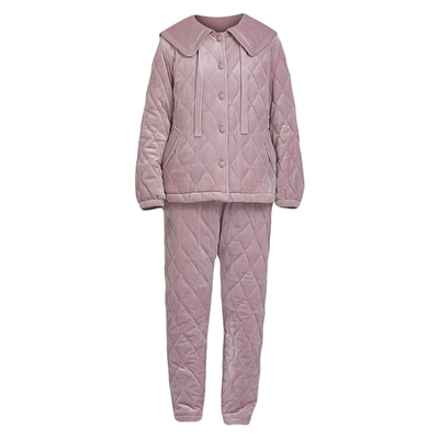 冬季可外穿三层加厚绒夹棉家居服
