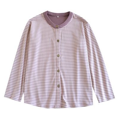 德绒上衣春秋冬女士条纹保暖睡衣