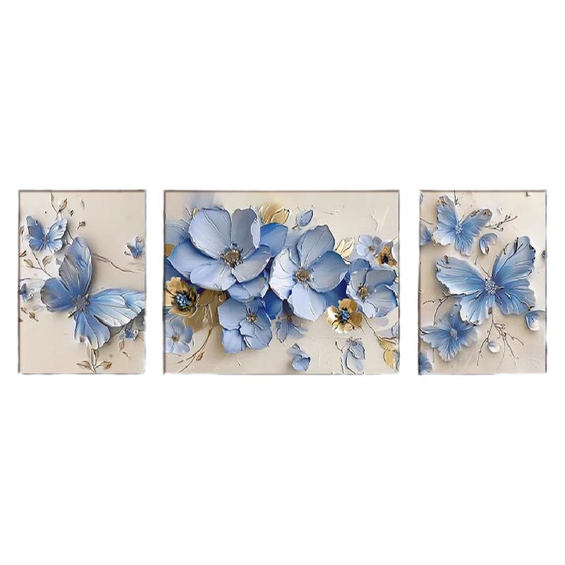 花开富贵客厅沙发背景墙装饰画现代简约挂画牡丹花壁画轻奢三联画