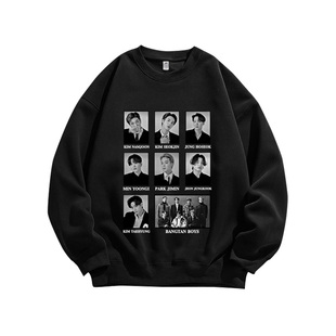 BTS防弹少年团粉丝应援周边爱豆印花重磅纯棉长袖卫衣服男女同款