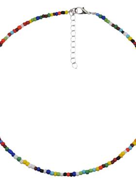 周雨彤梁友安同款彩色串珠锁骨链