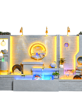 落地水景风水轮喷泉假山流水摆件