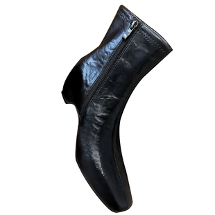 不累脚！小个子内增高8CM短靴2025冬黑色靴子侧拉链法式方头靴女