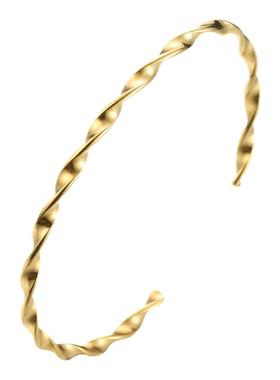 14k金钛钢扭曲螺旋开口韩国手环