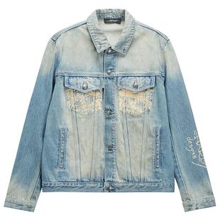 Ed Hardy埃德哈迪春季流行新款男士数码印美式手绘牛仔夹克衫外套