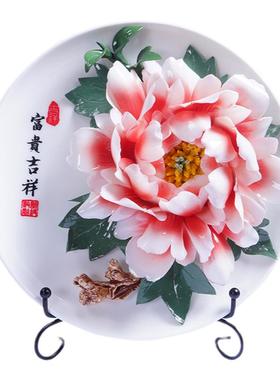 洛阳牡丹中式风客厅玄关工艺品