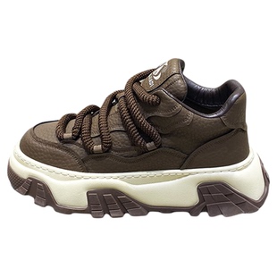 男鞋2025秋冬新款厚底皮面休闲鞋系带舒适增高老爹鞋休闲运动潮鞋