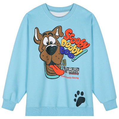 今屿花花蓝色印花卫衣女春秋