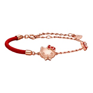 潮色绘xHelloKitty红绳手链女925银6-12岁女孩马年本命年新年礼物