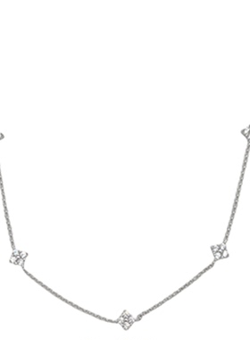 PAUSA ANNs925 bahati系列轻奢幸运四叶草高火彩锆石精致五花项链