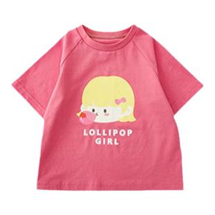 幼悠 女童格子衬衫T恤2025夏季新款卡通爱心插肩短袖宝宝甜美上衣