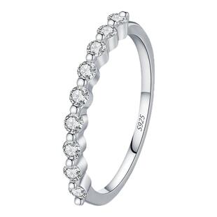 MODIAN摩典VVS1净度莫桑钻戒指女S925纯银轻奢气质叠戴风排戒指环