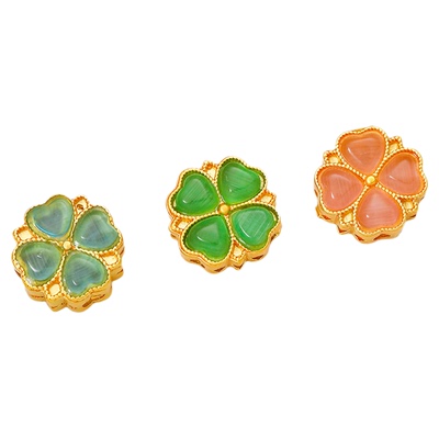 18K包金高保色镶锆石四叶草