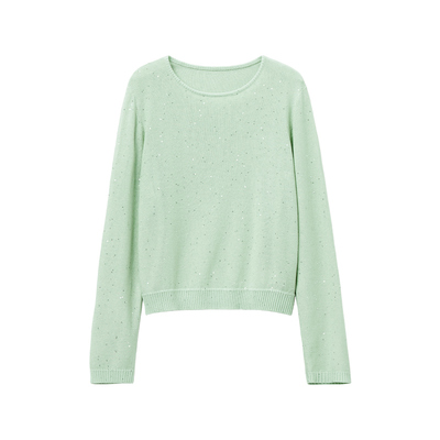 颜域短袖亮片天丝毛衫女