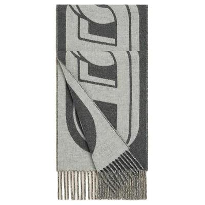 Hermes/爱马仕放大版锚链图案山羊绒男款浅杂灰色绒线围巾