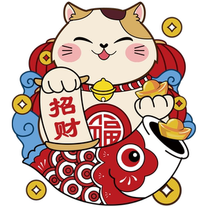 日式招财猫好贴好撕超清图案