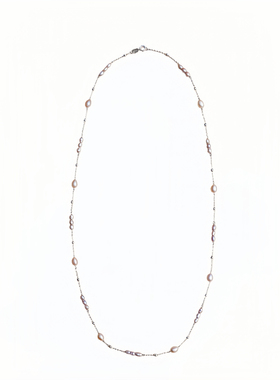 鼎珞纯银迷你keshi珍珠毛衣链