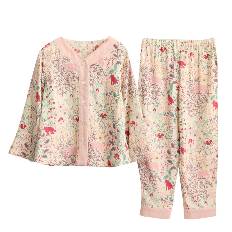 新款亲子全棉纱布睡衣家居服套装