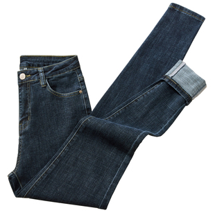 薄绒高腰牛仔裤女秋冬2025年新款修身紧身显瘦弹力加绒小脚铅笔裤