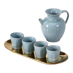 汝山明汝窑汝宴执壶酒具家用套装礼盒非遗汝瓷酒器一壶四杯带托盘