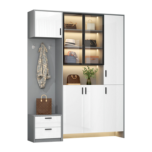 进门玄关柜鞋柜一体靠墙坐凳现代家用门口衣帽柜入门鞋柜可坐9N35