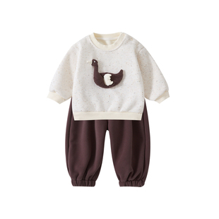 女宝外套打底衫裤子三件套宝宝韩版小鹅卫衣卫裤套装宝宝加厚冬装