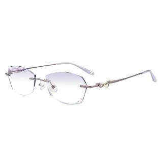 高度数无框钛架切边近视眼镜女超轻防蓝光优雅配变色眼镜显脸小