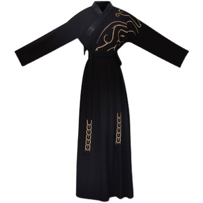 中国风原创男装大码黑色长袖汉服