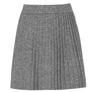 DPLAY2025秋季日常百搭灰色半身裙高腰显瘦针织a字短裙套装女