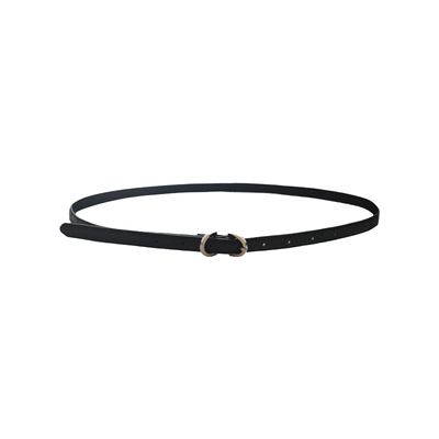 SecondMoon头层牛皮腰带女士真皮鳄鱼纹百搭双环针扣细皮带慵懒