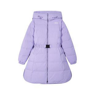 ANNA SUI安娜苏运动 冬季90%白鸭绒奶油色腰带羽绒服防风防雨连帽