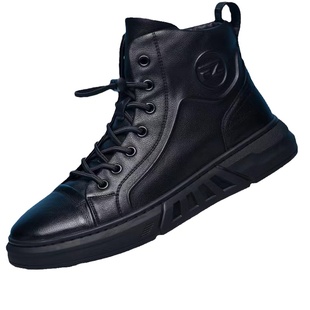 男鞋中帮真皮马丁靴2025年秋冬新款韩版软底透气头层牛皮男士皮鞋