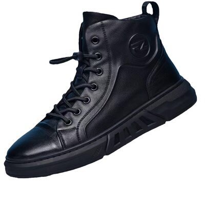 秋冬季吸汗保暖休闲潮流高帮皮鞋