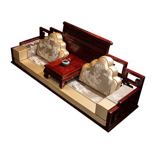 中式红木沙发坐垫防滑实木家具沙发垫靠背罗汉床五件套座垫定制