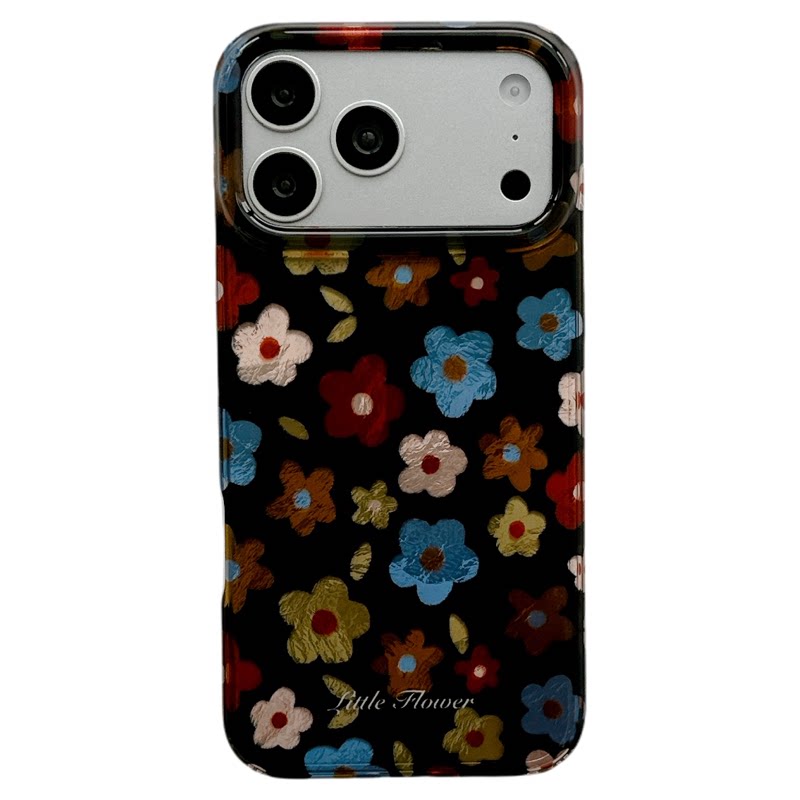 MoreRex 韩风ins小众锡纸纹彩色花朵适用苹果18手机壳清新iphone17promax新款18pro全包15防摔保护套14女款16