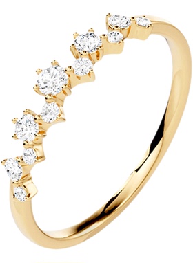 人工钻石戒指女戒婚戒18K金薄戒