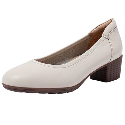 康莉单鞋时尚软皮粗跟工作鞋